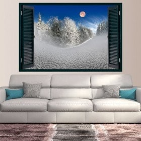 Vinile Windows Moon tra le montagne innevate
