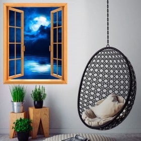 Windows 3D luna piena sopra il mare