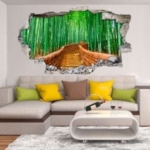 Parete 3D vinile rotto strada e bambù
