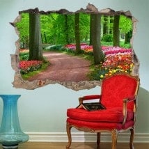Percorso 3D vinile tra alberi e fiori