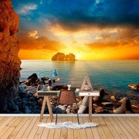 Tramonto di murales muro foto sul mare