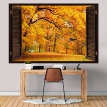 Windows in autunno gli alberi 3D in vinile