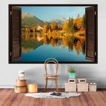 Windows 3D lago e montagne