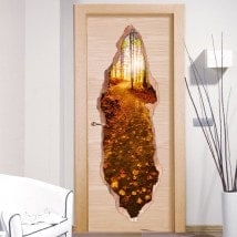 Vinili per montagna di porte tramonto 3D