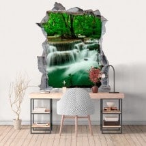 Natura di vinile foro parete 3D cascate