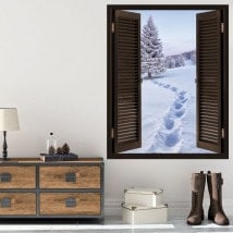 Windows in 3D montagne innevate in vinile