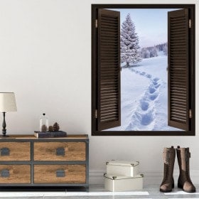 Windows in 3D montagne innevate in vinile