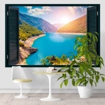 Vinile windows 3D lago e montagne
