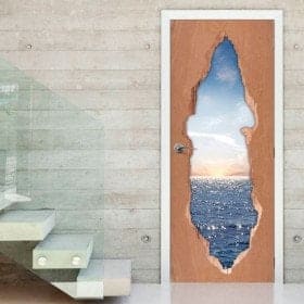 Tramonto sopra il vinile 3D porte di mare