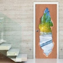 Tramonto nel vinile 3D porte città