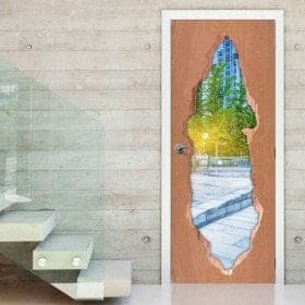 Tramonto nel vinile 3D porte citt&agrave;