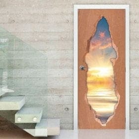 Tramonto di vinile 3D porte sul mare