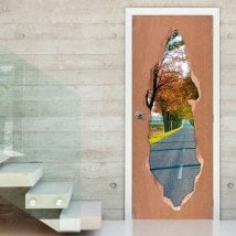 Vinile per l'autunno di gates e alberi di strada