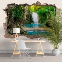 Adesivi e vynils cascate nella foresta 3D