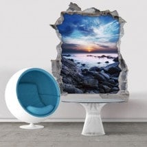 Tramonto 3D vinile decorativo nella laguna