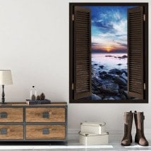 Vinyl tramonto Windows nella laguna 3D