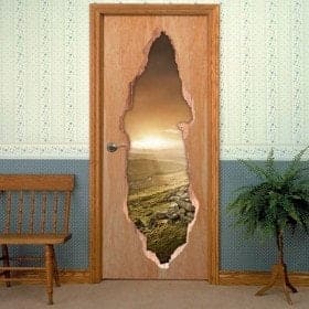 Tramonto in vinile porte 3D montagne
