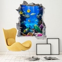 Il pesci decorativi in vinile sul reef 3D