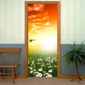 Vinyls Porte tramonto nel campo