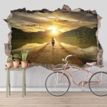 3D adesivi decorativi strada al tramonto