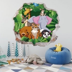 Adesivi 3D dei bambini animali degli zoo