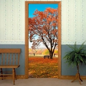 Vinile decorativo per porte albero in autunno