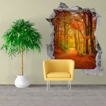 Vinile parete strada in autunno 3D