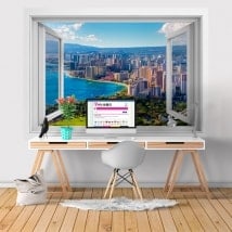 Finestre in vinile 3D spiagge Honolulu Hawaii