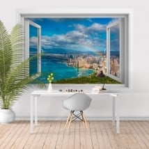 Finestra in vinile 3D arcobaleno spiagge delle Hawaii