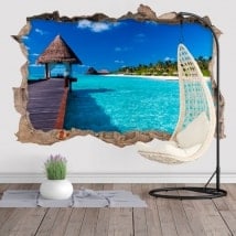 Decalcomanie decorative 3D isola lagunare blu