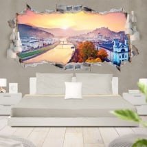 Vinile 3D panoramico tramonto a Salisburgo in Austria