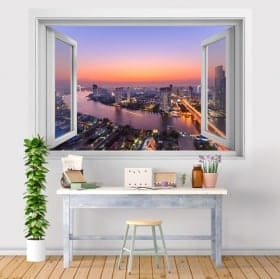 Vinili citt&agrave; tramonto Bangkok 3D