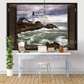FINESTRE DEL VINILE BEACON SULLA SPIAGGIA 3D