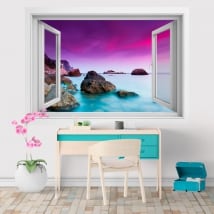 Vinile e adesivi finestra 3D tramonto sul mare
