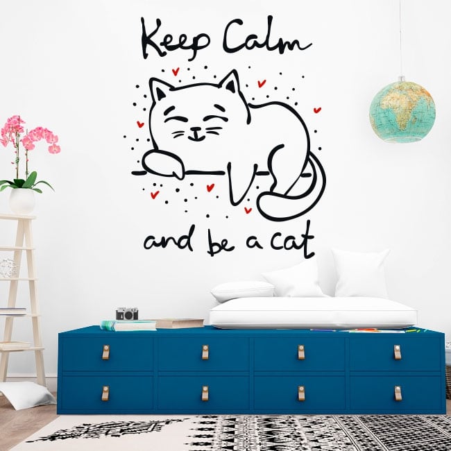 🥇 Sticker murale frase mantieni la calma e sii un gatto 🥇