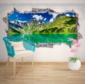 Vinile decorativo lago e montagne innevate 3D