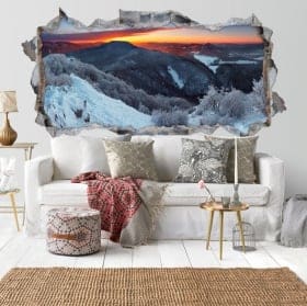 Vinile decorativo alba in montagna 3D