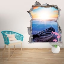 Adesivi murali spiaggia al tramonto 3D