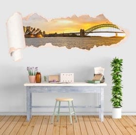 Vinili baia del tramonto di Sydney carta strappata 3D
