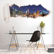 Vinili skyline di New York carta strappata 3D