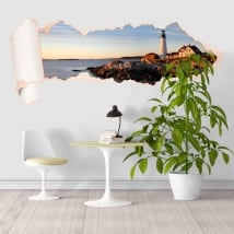 Vinili Faro del litorale di Portland Maine carta strappata 3D