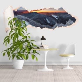 Vinili tramonto montagne innevate carta strappata 3D
