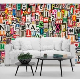 Murales in vinile collage di lettere