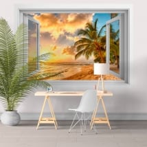 Vinile pareti tramonto alla spiaggia barbados 3d