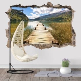 Vinili muri passerella sul lago 3d