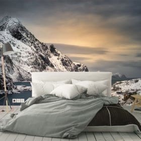 Murales vinili isole del tramonto lofoten norvegia