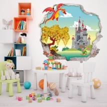 Vinili muri bambini drago e castello 3d