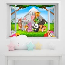 🥇 Vinile decorativo e adesivi per bambini animali nella giungla 🥇