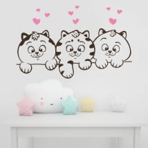 Vinile decorativo muri gatti e cuori