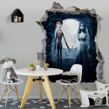 Vinile decorativo la sposa cadavere tim burton 3d